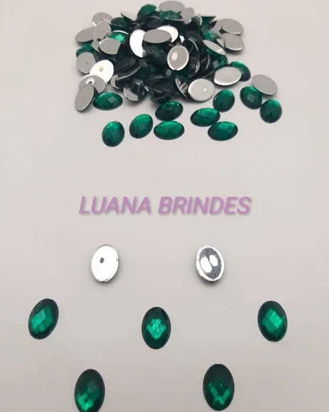 Chaton Oval Verde - 10mm X 14mm - Pct C/100 Unidades