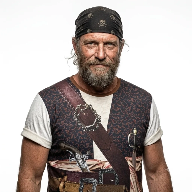 Camiseta Fantasia Pirata Masculina Adulto Estampa Realista