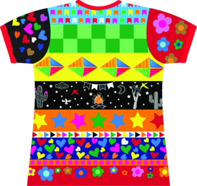 Blusa Adulto Fantasia Feminina Festa Junina Estampada Colorida - Blusa Temática São João