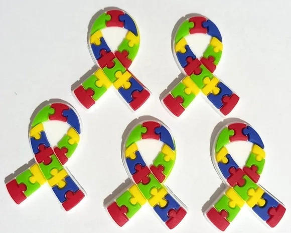 Aplique Laço Símbolo Autismo Emborrachado - 6 Unidades