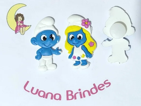 Smurf e Smurfette C/adaptador de Crocs ou Tênis 6 Unidades