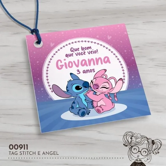 Tag Quadrada Stitch e Angel - 00911