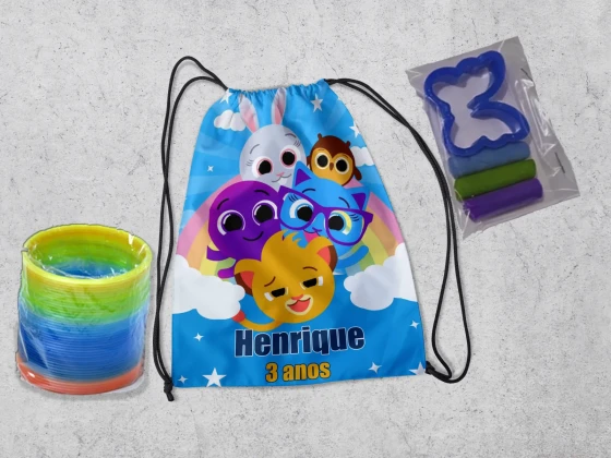 Kit Mochilinha + Mini Massinha de modelar e mola Maluca Bolofofos