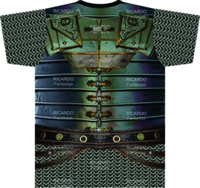 Camiseta Infantil Fantasia Cavaleiro Medieval Armadura com Cota de Malha