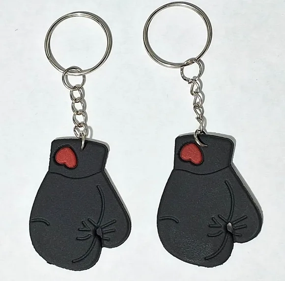 Chaveiro Luva de Boxe Vermelho e Preto 6 Unidades