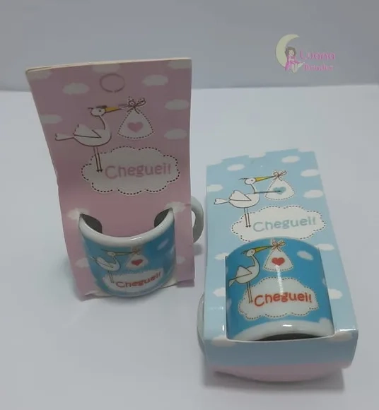 Lembrancinha Mini Xícara cheguei - Pct C/2 Unid
