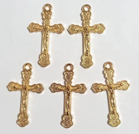Pingente Crucifixo Dourado - 12 Unidades