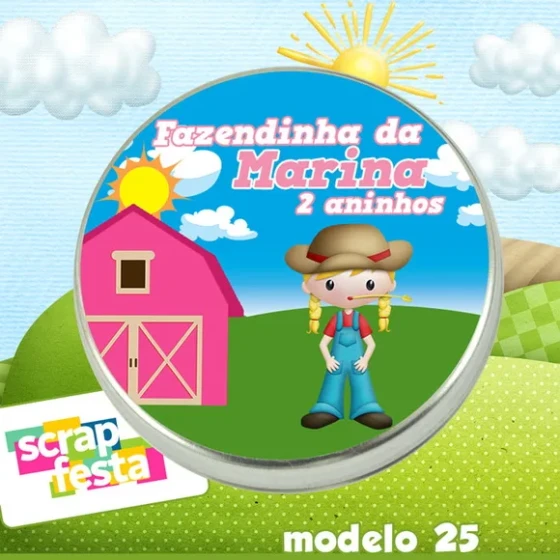 Latinhas Personalizadas Festa Fazendinha Menina Rosa