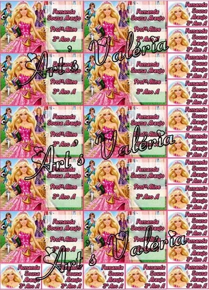Etiquetas Escolar Personalizadas Barbie