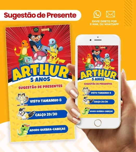 Convite Digital Interativo Pokemon