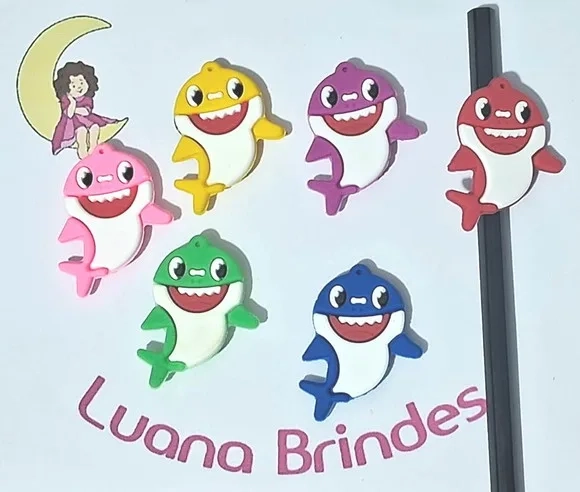 Ponteira P/lápis Baby Shark Emborrachado Pacote com 6 Peças