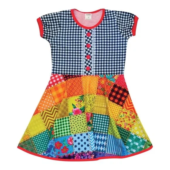 Vestido Caipira Infantil para Festa Junina – Fantasia de Quadrilha com Estrelas