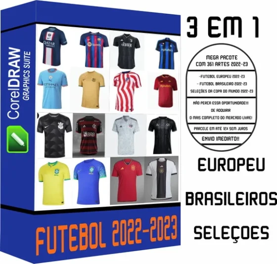 Vetores Camisa De Futebol 22-23 Pack+360 Artes