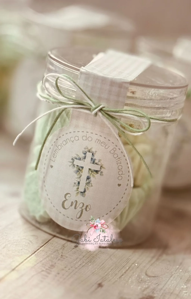 Tubo PET com Suspiros Personalizados -  Lembrança Religiosa