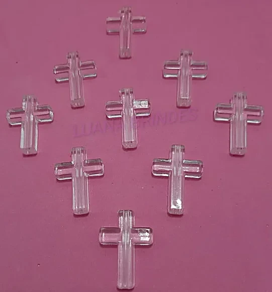 Cruz Lisa de Acrílico Furo Passante 2,4cm Pct 12 Unidades
