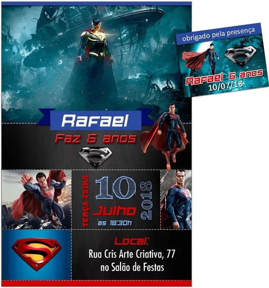 CONVITE DIGITAL C/TAG Super Homem chalk