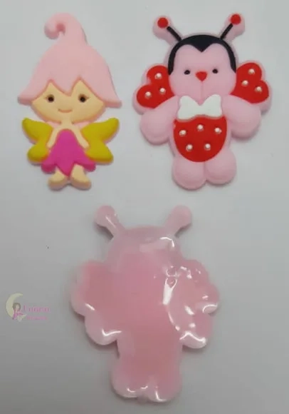 Apliques Fadinha e Joaninha de Borracha - Pct C/6 Unid