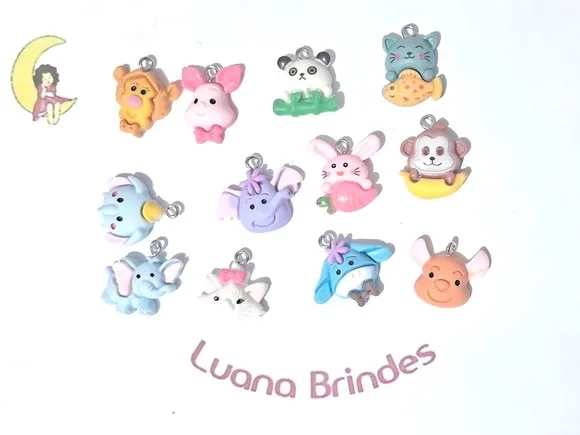 Pingentes Disney de Resina 2cm Pacote C/10 Unidades Variados