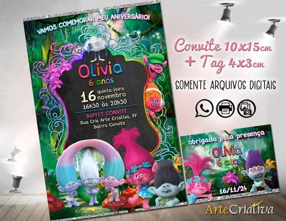 Convite Digital C/tag Trolls 3
