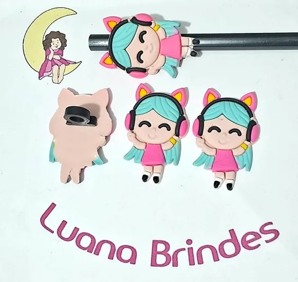 Ponteira P/lápis Menina de Borracha Pacotes com 6 Unidades
