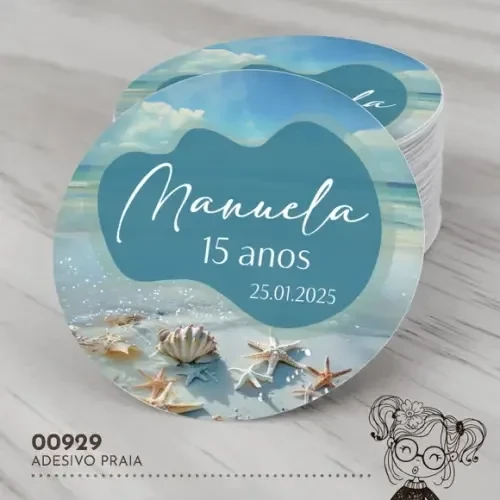 Adesivo Redondo Praia - 00929