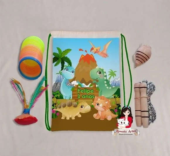 Mochila Boa Infância Tema Dinossauros Baby
