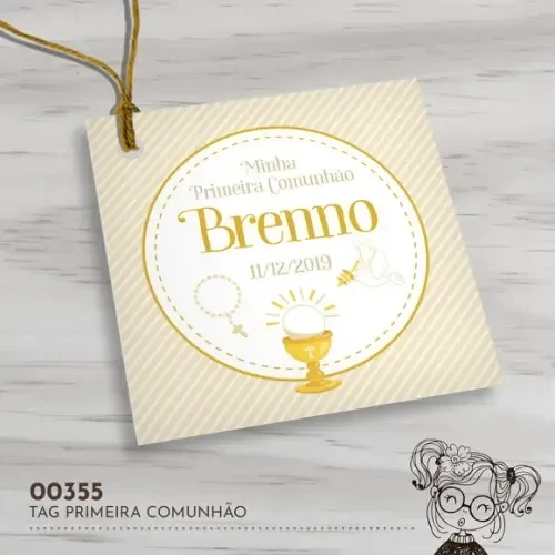Tag Quadrada Primeira Comunhão - 00355