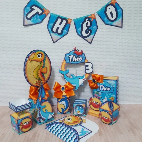 Kit 60 Lembrancinhas Fundo do Mar