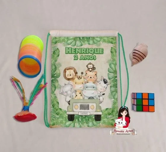 Mochila Brinquedos Retrô Tema Safari
