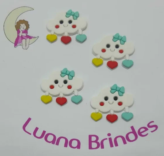 Apliques Nuvem Branca de Borracha- pct c/6 unid