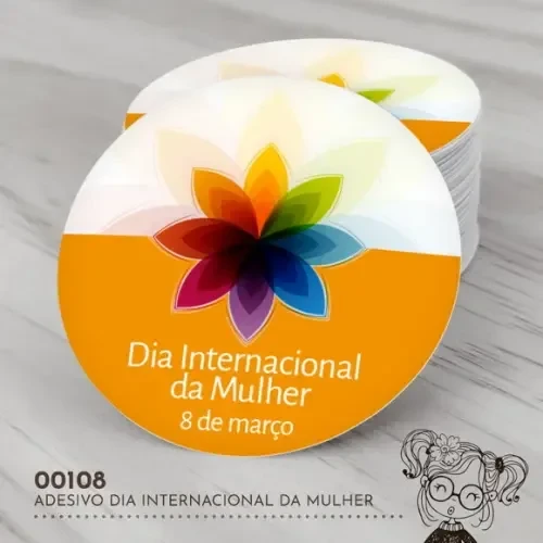 Adesivo Redondo Dia Internacional da Mulher - 00108
