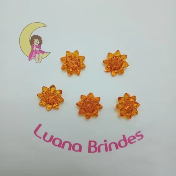 Botão Flor de Acrílico Laranja 2cm Pct 28 Unidades