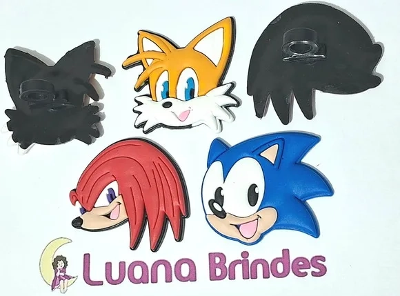 Ponteira P/lápis Chaveiro Turma do Sonic Pacotes C/6 Peças