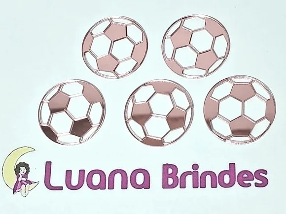 Aplique Bola de Futebol Acrílico Rose 3,5cm 10 Unidades