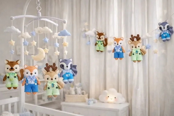 Mobile para Berço Animais Bosque - Estimulo Sensorial