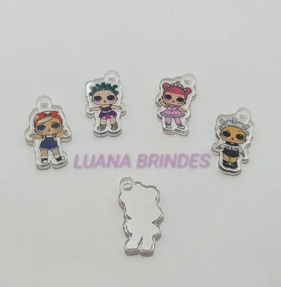 Pingente Lol de Acrílico Impresso 2,5cm Pct com 8 Unidades
