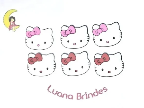 Aplique Hello Kitty 2,5cm Emborrachado Pacote com 6 Unidades