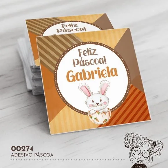 Adesivo Quadrado Páscoa - 00274
