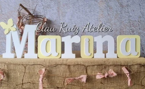 Nomes De MDF em Blocos Com Borboleta