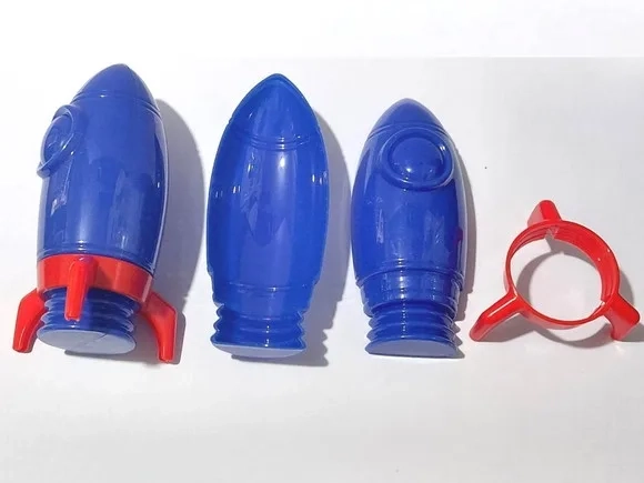 Baleiro Foguete Azul de Plástico 10cm Pacote com 5 Unidades