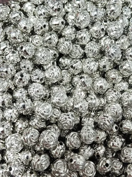 Bola Flor Abs Dourada e Prata 10mm Pacotes com 100 Unidades