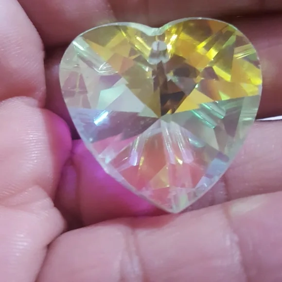 Coração Cristal Boreal 3cm - Pct 3 Unidades