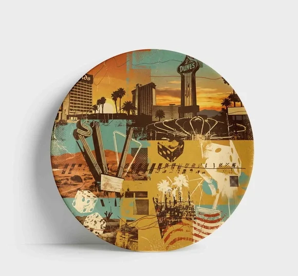 Prato Decorativo Porcelana - Las Vegas: Vintage e Cassinos