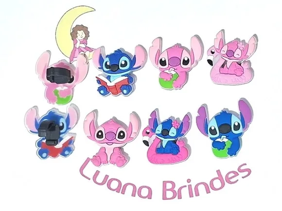 Pins para Cadarço Stitch e Angel Pacote com 6 Unidades
