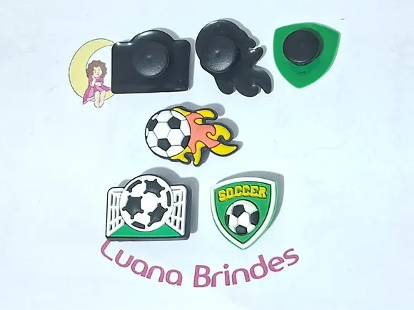 Pins de Crocs Futebol Emborrachado Pacote com 6 Unidades