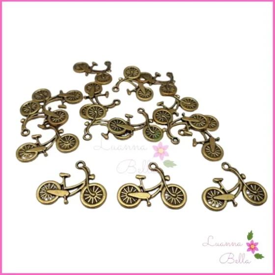 Pingente de Metal Dourado Modelo Bicicleta- Pct c/13 unds