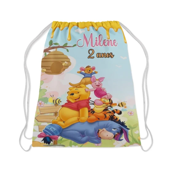 Mochilinha Personalizada para lembrancinhas do Ursinho Puff
