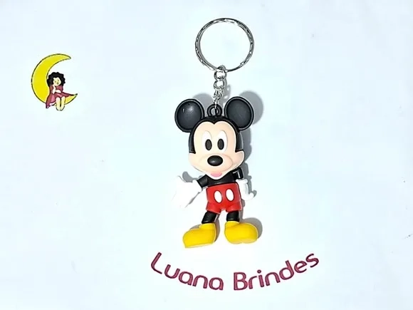 Chaveiro Minnie e Mickey 6cm Emborrachados 2 Unidades