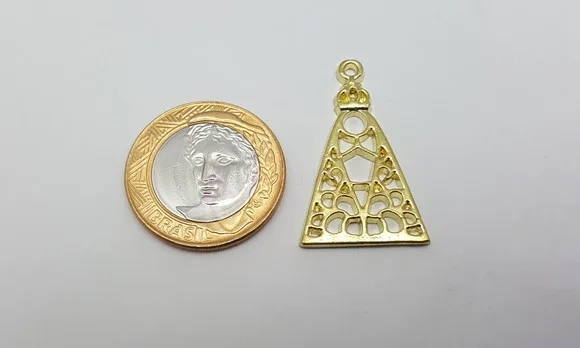Medalha de Nossa Senhora Aparecida Dourada de 3cm 8 Unidades