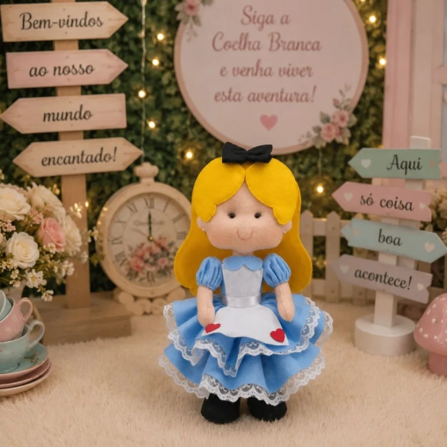 Boneca Alice Pais Das Maravilhas De Feltro